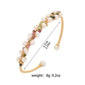 Golden open bangle with white pearls and colorful beads, 5.7cm diameter, 8g weight - Baroque Tourmaline Bracelet (TS0439)