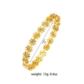 Bracelet joncs marguerite en acier inoxydable avec zircons blancs et fermoir - Style Fleur de Marguerite Dorée (TT0086)