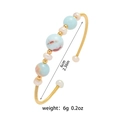 Minimalistische gouden open armband met marmeren kralen en natuurlijke parels, 6cm - Amazoniet Parel Stijl (TS0354)