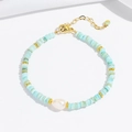 Bracelet d'été en pierres naturelles avec perles turquoise et perle baroque centrale - Bracelet en Perles Bleu Clair (TS0350)