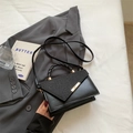 Elegant black handbag with glitter envelope flap and gold hardware details - Black