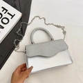 Borsa a tracolla da donna con paillettes argento e tracolla a catena elegante - Argento