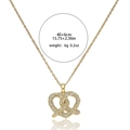 Collar con colgante de corazón brillante en oro, cadena ajustable 40+6cm con pavé de cristales - Estilo de Nudo de Corazón / Dorado