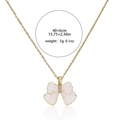 Collana con ciondolo a farfalla in zircone rosa in acciaio al titanio con catena d'oro - Stile Farfalla Rosa (X3774) / Collana Farfalla Rosa