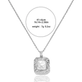 Silver geometry necklace with square pearl pendant in a bird nest texture frame - Geometric Square Pendant Style (X3794)