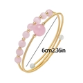 Open armband met roze kattenoog kralen en goudkleurige veerdraad van 6cm breed - Roze Kattenoog Steen Kwarts Kralen Stijl (TS0356)