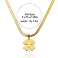 Elegant gold snake chain necklace with four-leaf clover pendant and radial texture detail - Gold Four-Leaf Flower Snake Bone Chain (T0259)
