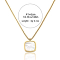 Collana geometrica dorata con inserto in madreperla bianca e catena a maglia box - Stile Geometrico Quadrato (T0257)