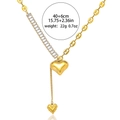 Goldene asymmetrische Herz-Halskette mit Kristallen und Edelstahl-Gliederkette - Herz-Quasten-Stil (T0272)