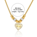 Collier cœur arbre de vie doré avec zircons pavés et détails de chaîne à billes - Collier Cœur Arbre de Vie / Doré