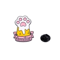 Spilla smaltata zampa di gatto con nastro familiar e chiusura in gomma nera - Giallo-Rosa