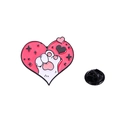 Dettaglio della spilla a zampa di gatto in smalto rosa e bianco con chiusura a farfalla - Stile Zampa di Gatto Cuore / Rosa Bianco