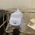 Mini light purple quilted leather backpack with silver metal lock and chain strap - Blue