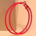 Large matte red hoop earrings for women with minimalist circular silhouette - Red