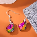 Orecchini a foglia d'acero in argento S925 con cristalli sfaccettati arcobaleno - Iridescente