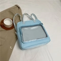 Lichtblauwe multifunctionele rugzak met transparant venster in Japanse schoolstijl - Blauw