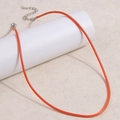 Collar de cordón trenzado naranja brillante con cierre de langosta plateado ajustable - Naranja Brillante (A01)