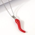 Collier élégant avec pendentif piment rouge et chaîne argentée pour femme - Collier pendentif piment