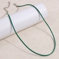 Collar de cordón trenzado verde oscuro con cierre de langosta plateado y cadena ajustable - Verde Oscuro (A07)