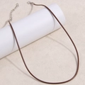 Collar de cordón trenzado marrón oscuro con cierre de langosta y cadena extendida - Marrón Oscuro (A09)