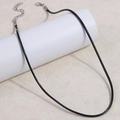 Collar de cordón trenzado negro grueso con cierre de langosta plateado para colgantes DIY - Negro (A11)