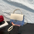 Blue transparent jelly crossbody bag with cream white textured flap and metal lock - White (7200)