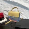 Transparent PVC crossbody bag with mustard yellow leather flap and silver buckle - Gold (7200)