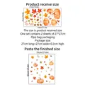 Pumpkin and maple leaf wall stickers with size guide for home living room decor - Autumn Pumpkin Maple Leaf Set (CT8002-NH) / 27x27cm (Pack of 2)