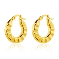 Boucles d'oreilles créoles dorées en acier inoxydable avec motif à vagues irrégulier - Style Plissé à Vagues Ovales (E917-GO)