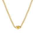 Collana in acciaio inossidabile placcato oro con ciondolo in zircone giallo a cuore - Zirconia Giallo a Forma di Cuore (N2052-GO-Y)