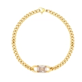 Detail of gold-plated stainless steel chain with a rectangular zircon stone pendant - Rectangle Clear Zircon Style (B2031-GO-W)