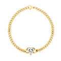 Elegant gold-plated stainless steel chain bracelet featuring a heart-shaped zircon stone - Heart Clear Zircon Style (B2030-GO-W)