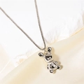 Collana con ciondolo a forma di coniglio in argento con texture su sfondo in tessuto morbido - Stile Coniglio 3D Argento (N2070) / Argento