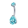 Macro shot of silver navel ring featuring light blue pear-cut and round zircon stones - Light Blue