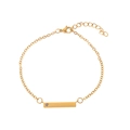 Gouden roestvrijstalen kettingarmband met rechthoekige staaf en ronde zirkoonsteen - Minimalistische Gepolijste Lange Staafstijl (B1794-GO-B)
