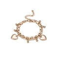 Rose gold double layer bracelet featuring heart charms and beads in titanium steel - Heart Rose Gold Style (B1423-RG)