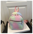 Detail of macaron gradient mini backpack with floral gold zipper and tie-dye texture - Yellow