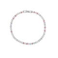 Colorful marquise-cut crystal tennis bracelet with silver-tone metal folding clasp - Colorful Marquise Zircon Silver Bracelet (B2247)