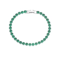Detailed macro view of the silver tennis bracelet with round emerald-colored gemstones - Emerald Round Zircon Silver Bracelet (B2248)
