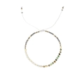 Detailed shot of Morse code bead bracelet with adjustable cord and green natural stones - Gray Green White Combination (B2311-GO-C)
