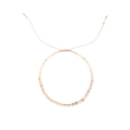 Detail of adjustable Morse code beaded bracelet with natural pink stones and gold accents - Pink Champagne Gold Patchwork (B2311-GO-G)