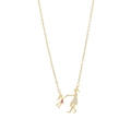 Halskette mit Mutter-Tochter-Anhänger aus Gold mit roten und weißen Zirkonia - Goldene Mutter Und Tochter Hand In Hand Stil (N2209-GO)