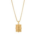 Collana in acciaio al titanio dorato con ciondolo della Vergine di Guadalupe - Stile Medaglia Rettangolare Vergine Maria (N2444-GO)