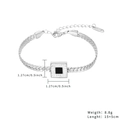Dettagli del bracciale in acciaio inossidabile con ciondolo quadrato da 1,27 cm - Stile Zircone Pietra Nera Quadrata Argentata (B2403-ST)