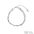 Dettaglio del bracciale in acciaio inossidabile argento con chiusura a moschettone e catena - Stile Intrecciato Multifilo Argentato (B2404-ST)