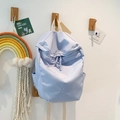 Minimalistische grote nylon rugzak in lichtblauw en paars voor school en reizen - Blauw