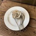 Silver 3D rose acrylic evening clutch bag with metallic mirror finish and snake chain - Silver