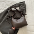Retro dark brown PU leather hobo bag with adjustable strap and gold-tone hardware - Brown