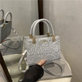 Borsa a mano argento motivo serpente con manici intrecciati e dettagli in oro lusso - Argento