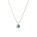 Detailed view of gold star and moon pendant with dark blue stone and shimmering crystals - Gold Starry Blue Planet Style (N2534-GO)